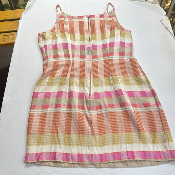 Vintage 1990’s Preppy Dress Pink Plaid Sundress Made in USA Cottage L M Mini Hot - Picture 9 of 17